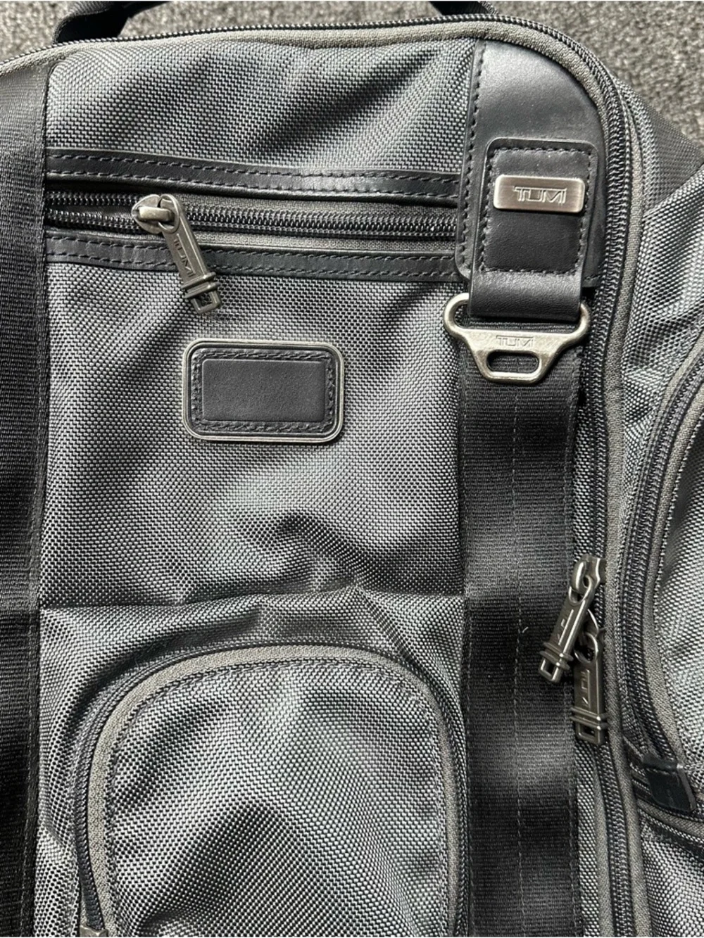 Tumi Black Nylon Backpack with Leather Trim